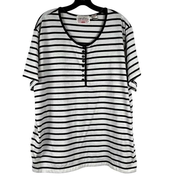 Carolina Colours Plus Striped 1/4 Button Tee Shirt 20 - Picture 1 of 8